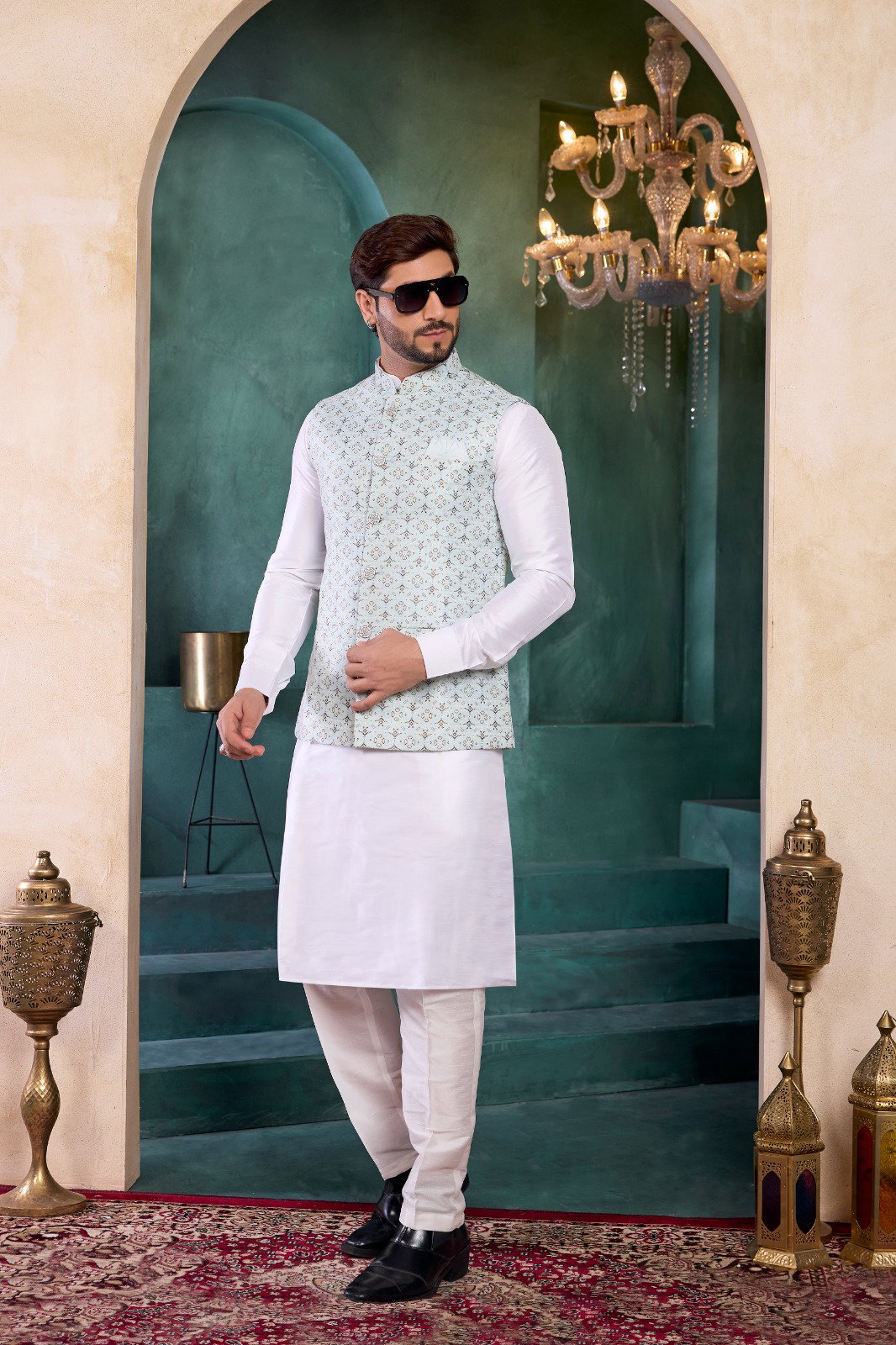  Sumi 4390 to 4396 Designer Art Banarasi Silk 3 Pcs  Kurta Jacket Set Collection
