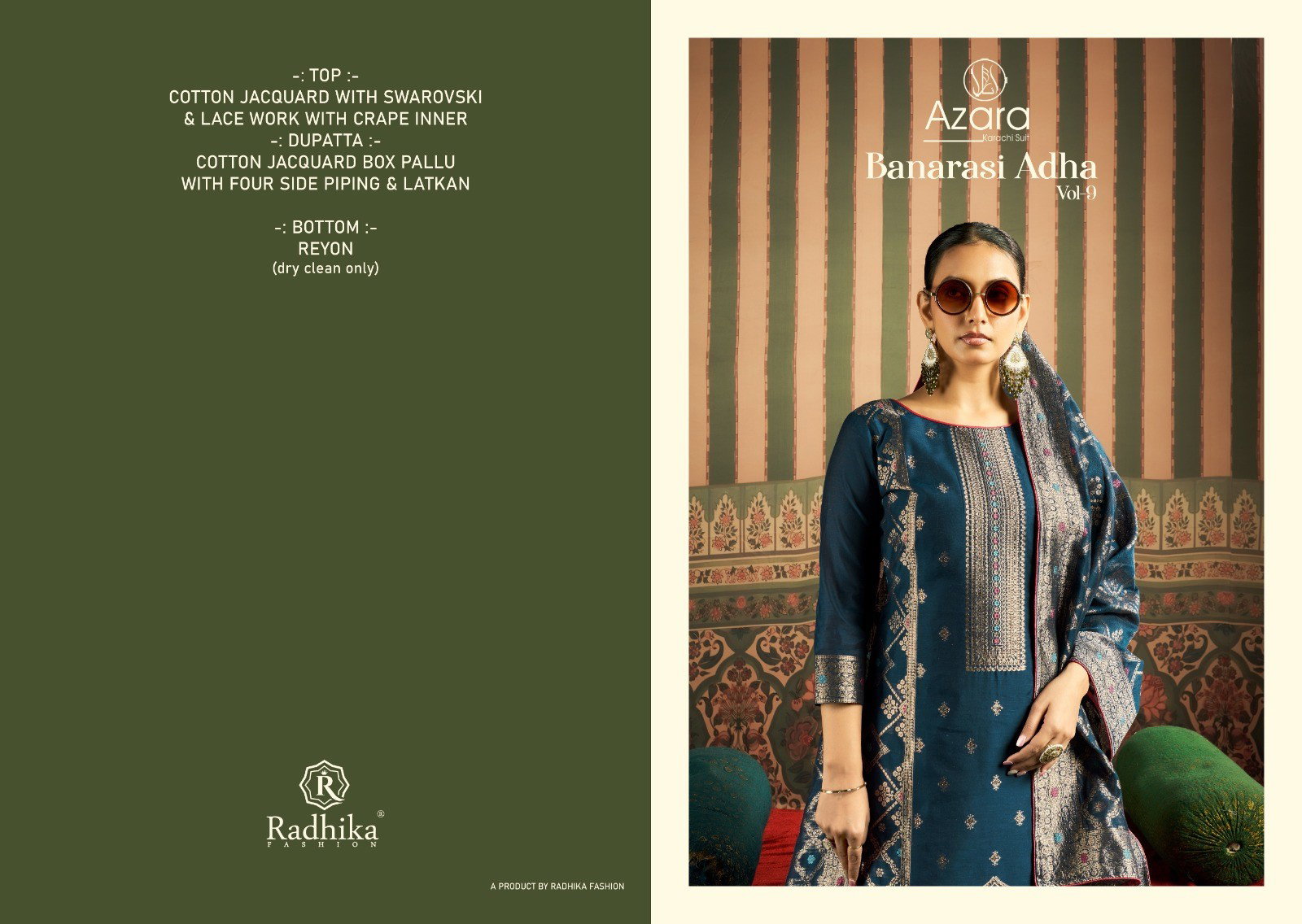 Radhika Azara Banarasi Adha Vol 9 Cotton Jacquard Work Dress Material