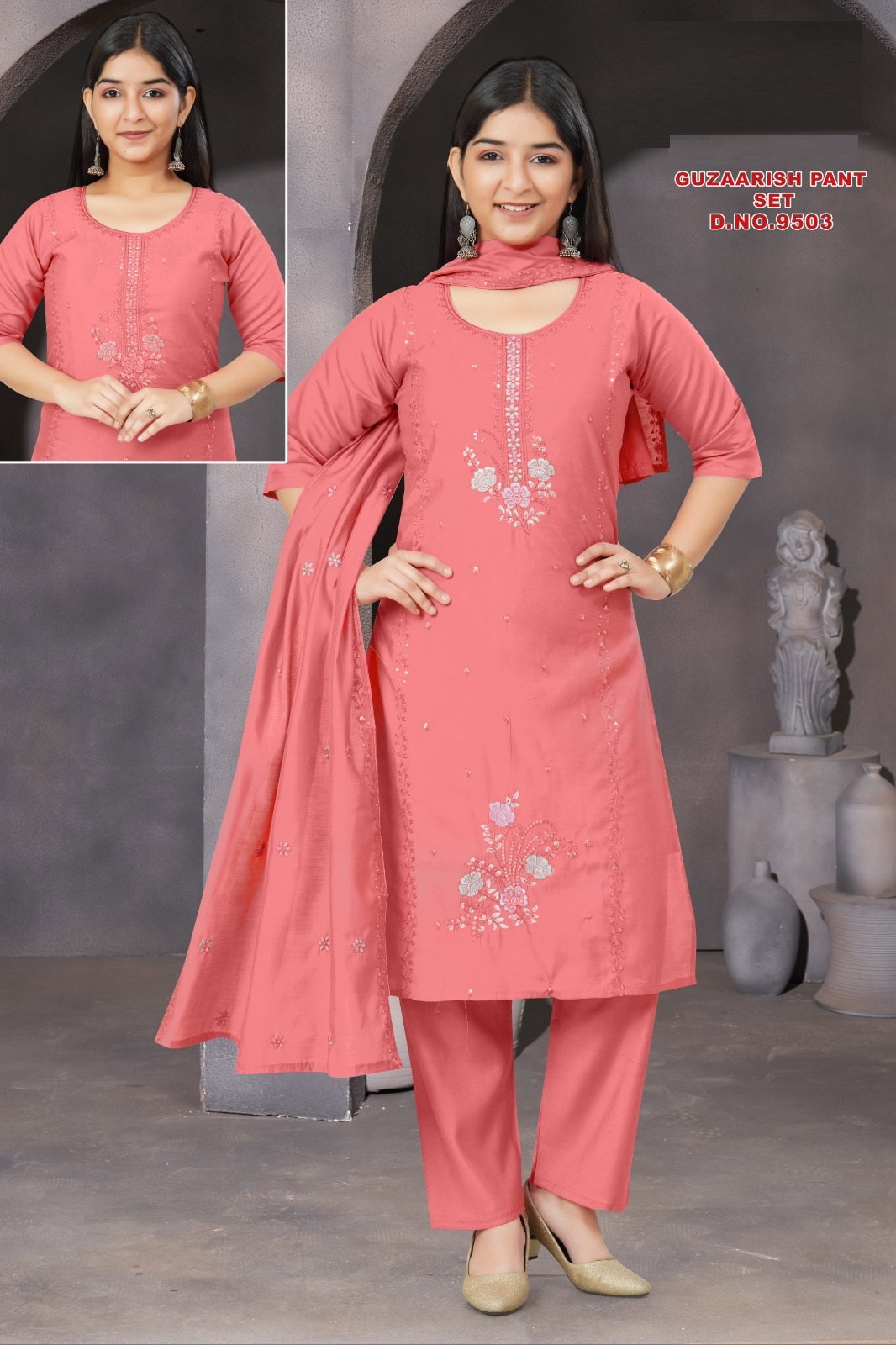 Guzaarish Pant Set 9503 Roman Silk kurti And Bottom Dupatta Collection