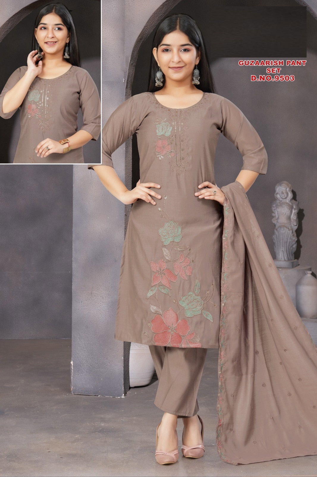 Guzaarish Pant Set 9503 Roman Silk kurti And Bottom Dupatta Collection