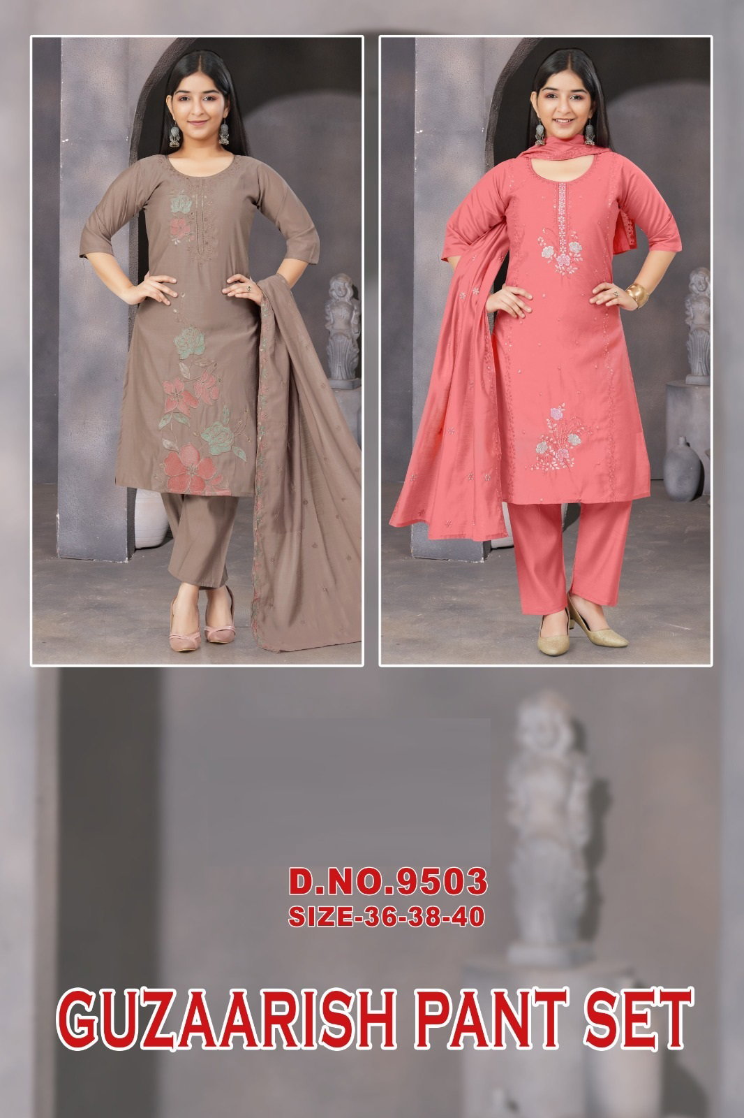 Guzaarish Pant Set 9503 Roman Silk kurti And Bottom Dupatta Collection