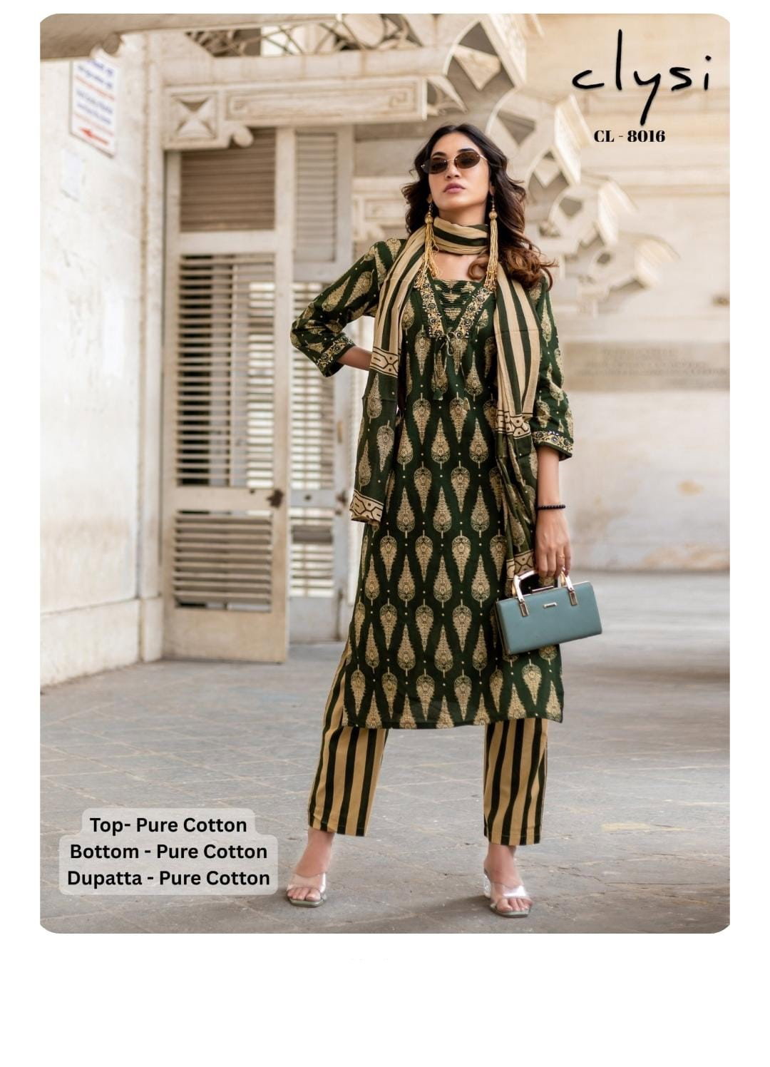 Clysi 8016 Cotton Casual Wear Kurti Pant And Dupatta Collection