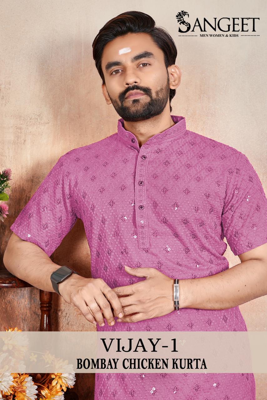 Sangeet Vijay Vol 1 Rayon Chicken Sifli Sequence Work Kurta Collection