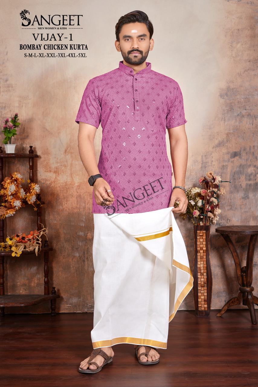 Sangeet Vijay Vol 1 Rayon Chicken Sifli Sequence Work Kurta Collection