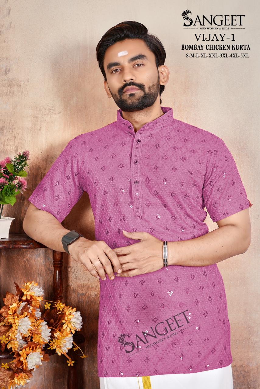 Sangeet Vijay Vol 1 Rayon Chicken Sifli Sequence Work Kurta Collection