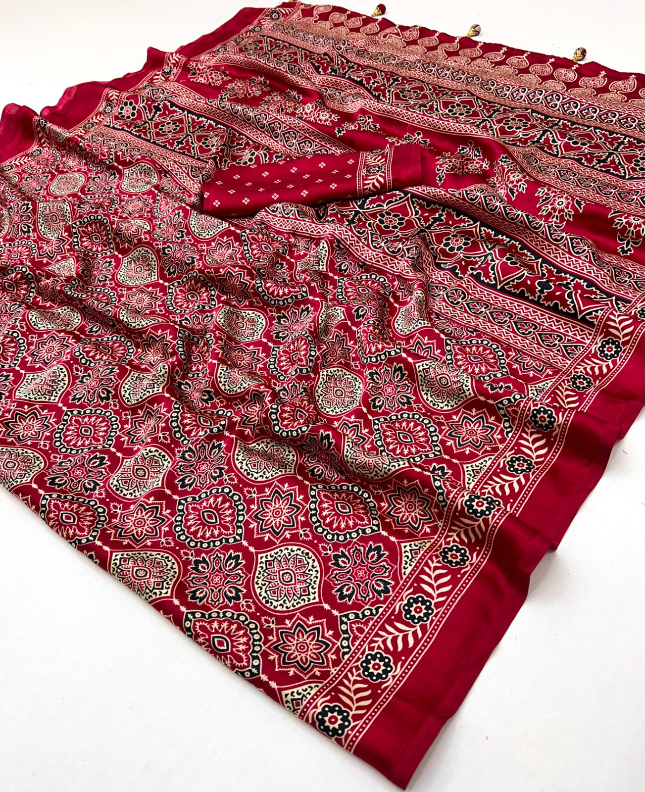 GF Ajrakh Luxe 01 Semi Modal Festive Wear Printed Saree