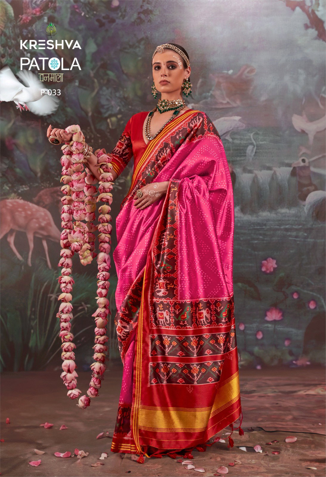 Kreshva Patola Vanmala PV Silk Weaving Border Patola Print Saree