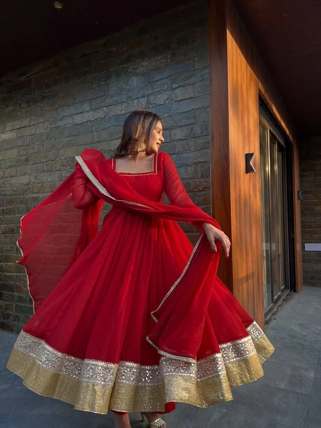 Glory 5961 Georgette Anarkali Pent With Dupatta