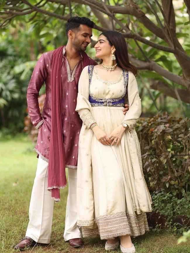 Glory 5957 Chinon Silk Designer Anarkali With Pent Koti And Dupatta
