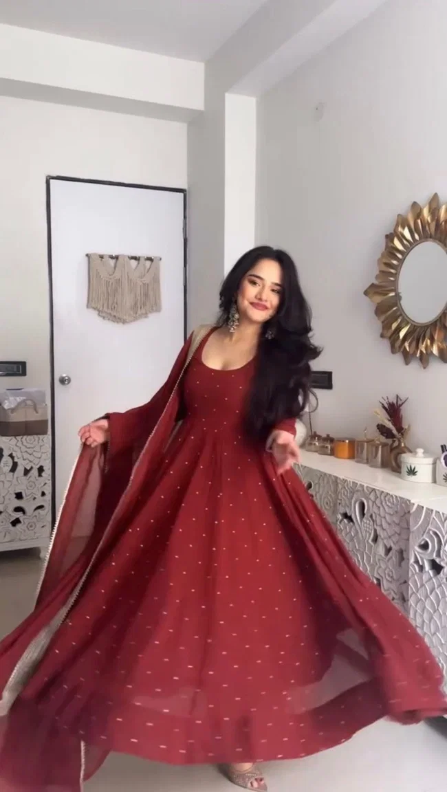 Glory KD 1553 Faux Georgette Anarkali Gown With Palzoo And Dupatta