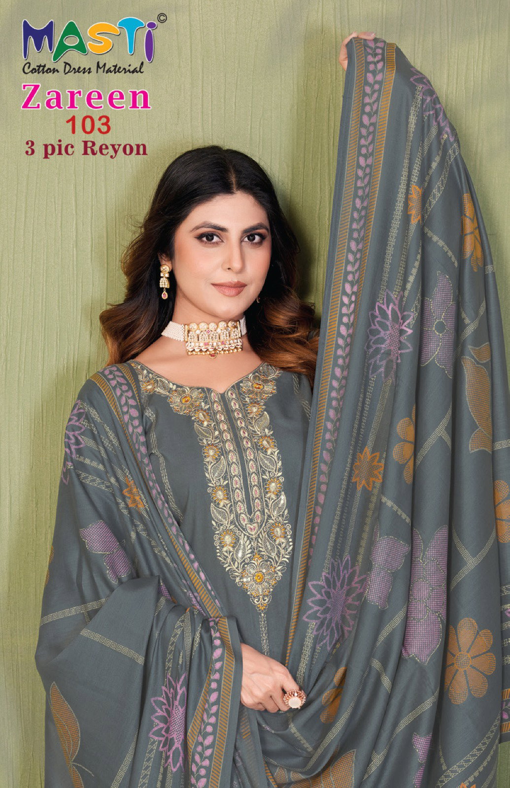 Masti Zareen 103 Rayon With Work Dress Material Collection