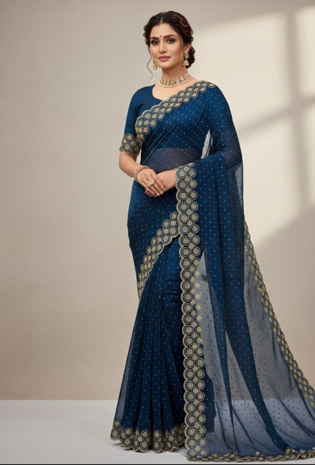 Vt 6074 T Fandy Space Silk Jarkhan Worked Beautiful Saree Collection
