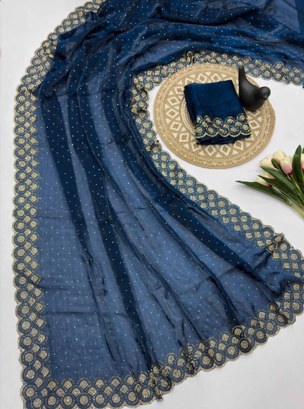 Vt 6074 T Fandy Space Silk Jarkhan Worked Beautiful Saree Collection