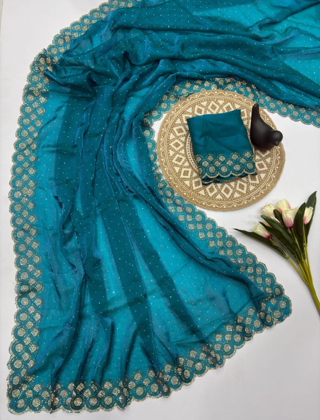 Vt 6074 T Fandy Space Silk Jarkhan Worked Beautiful Saree Collection