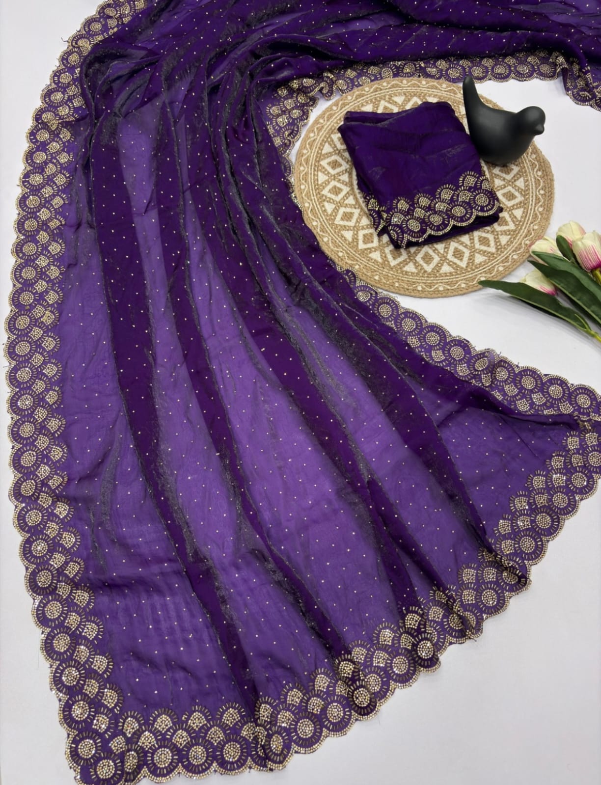 Vt 6074 T Fandy Space Silk Jarkhan Worked Beautiful Saree Collection