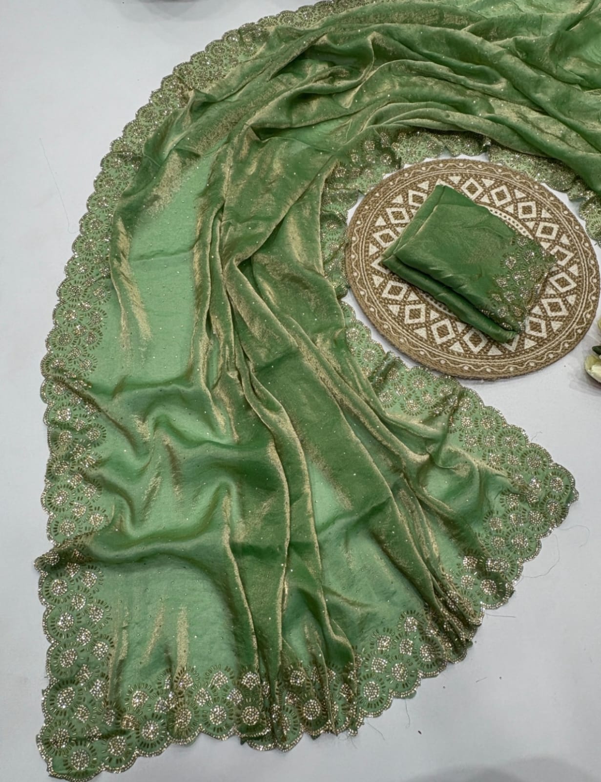 Vt 6074 T Fandy Space Silk Jarkhan Worked Beautiful Saree Collection