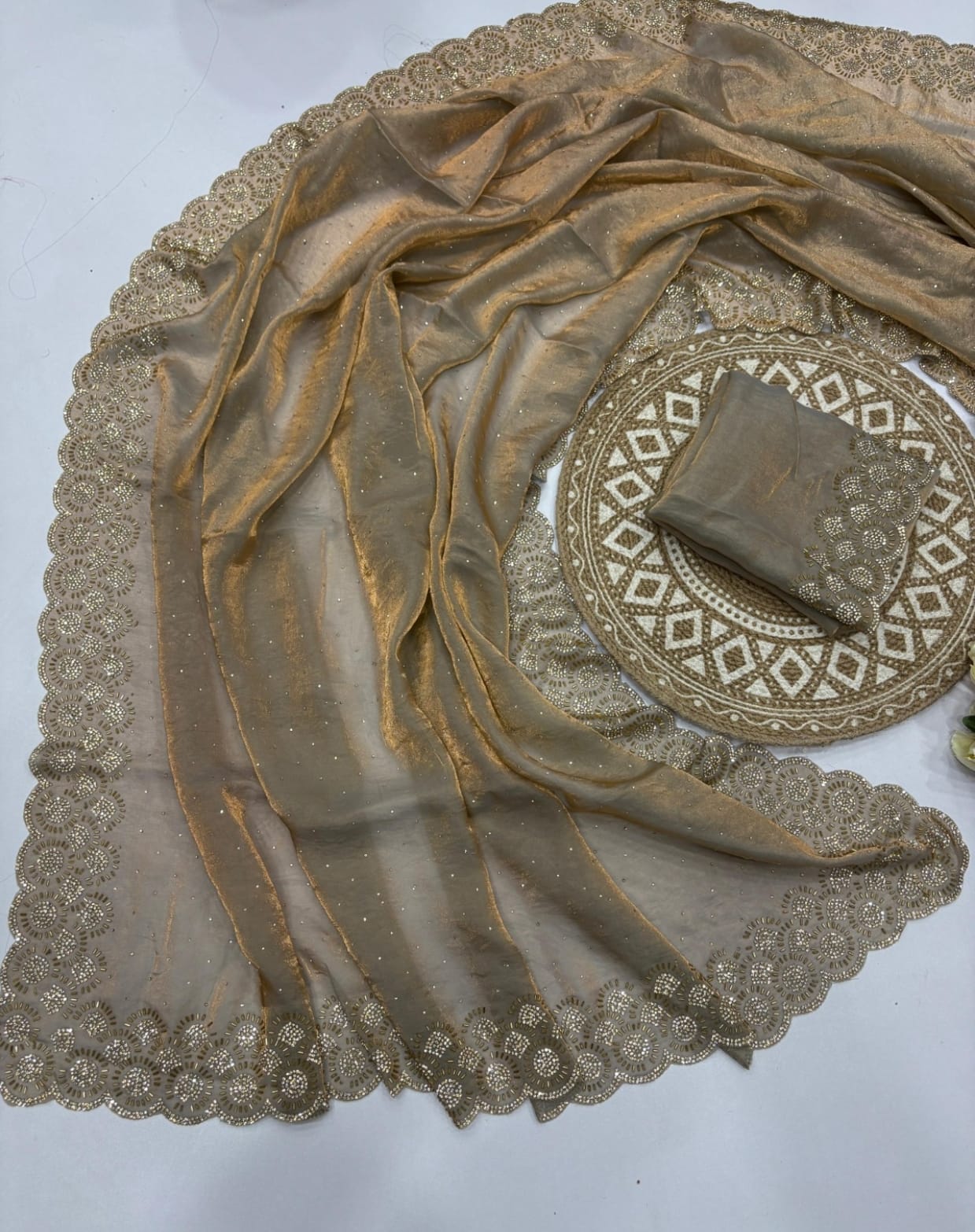 Vt 6074 T Fandy Space Silk Jarkhan Worked Beautiful Saree Collection
