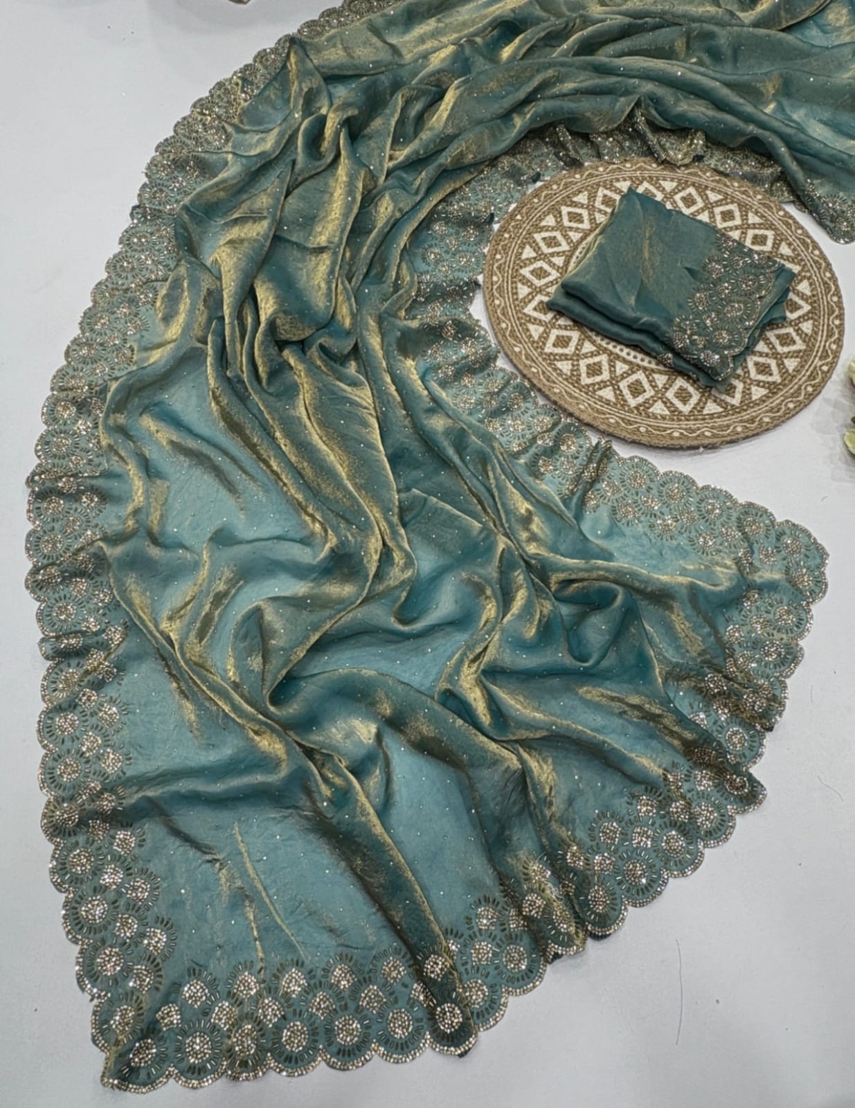 Vt 6074 T Fandy Space Silk Jarkhan Worked Beautiful Saree Collection