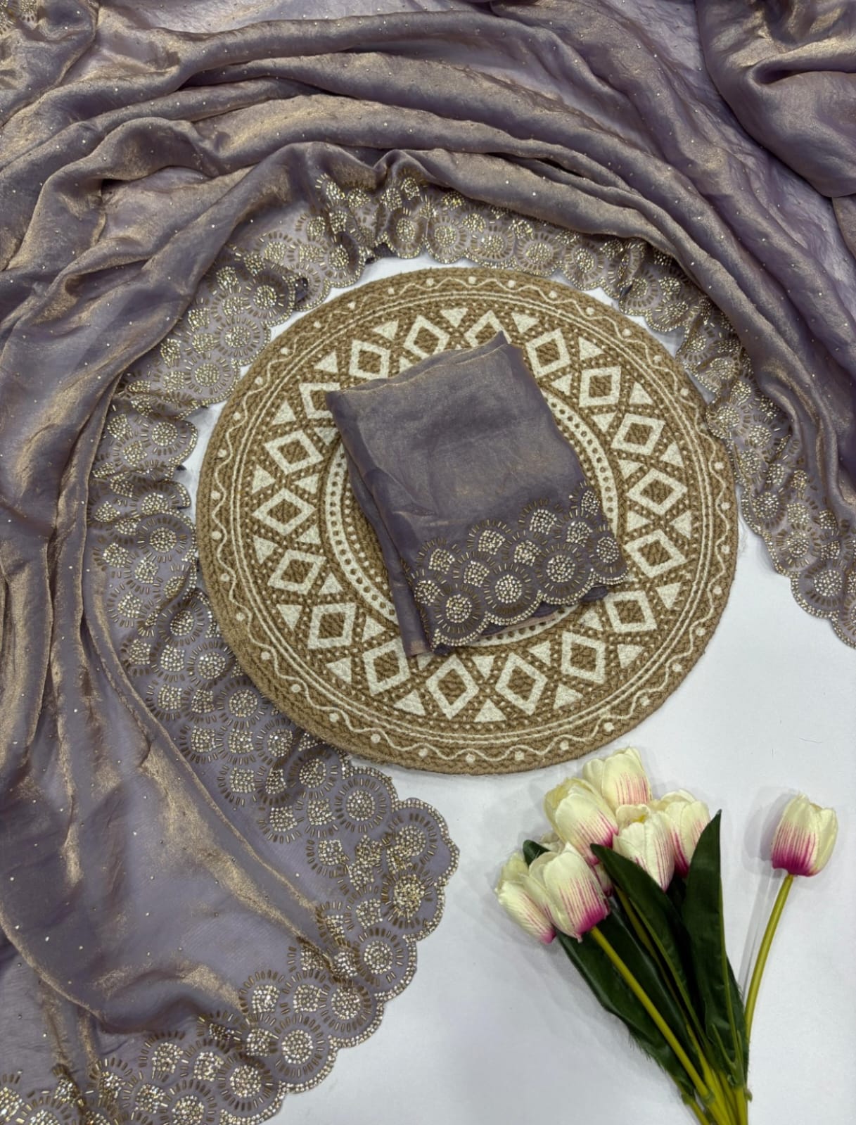 Vt 6074 T Fandy Space Silk Jarkhan Worked Beautiful Saree Collection