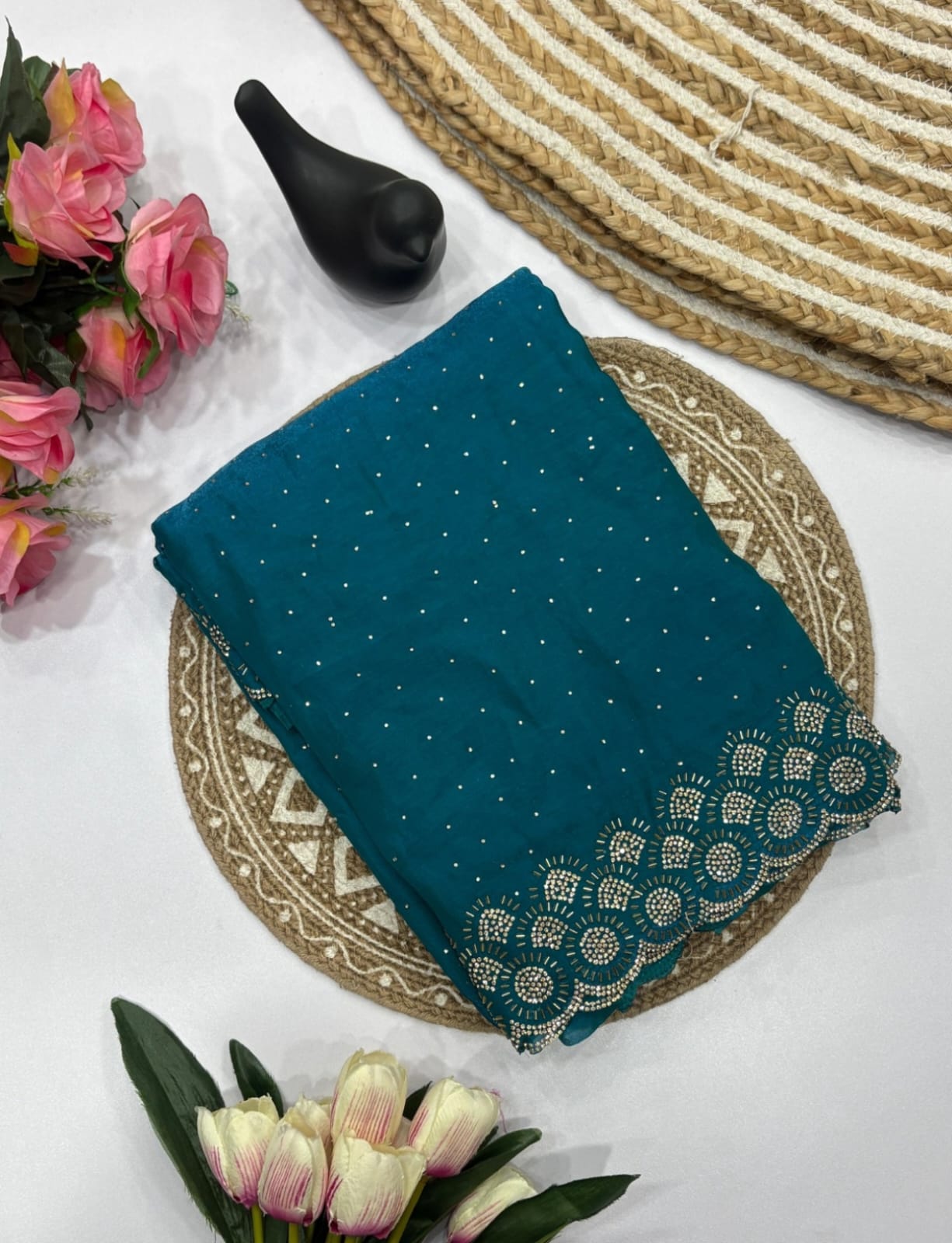 Vt 6074 T Fandy Space Silk Jarkhan Worked Beautiful Saree Collection