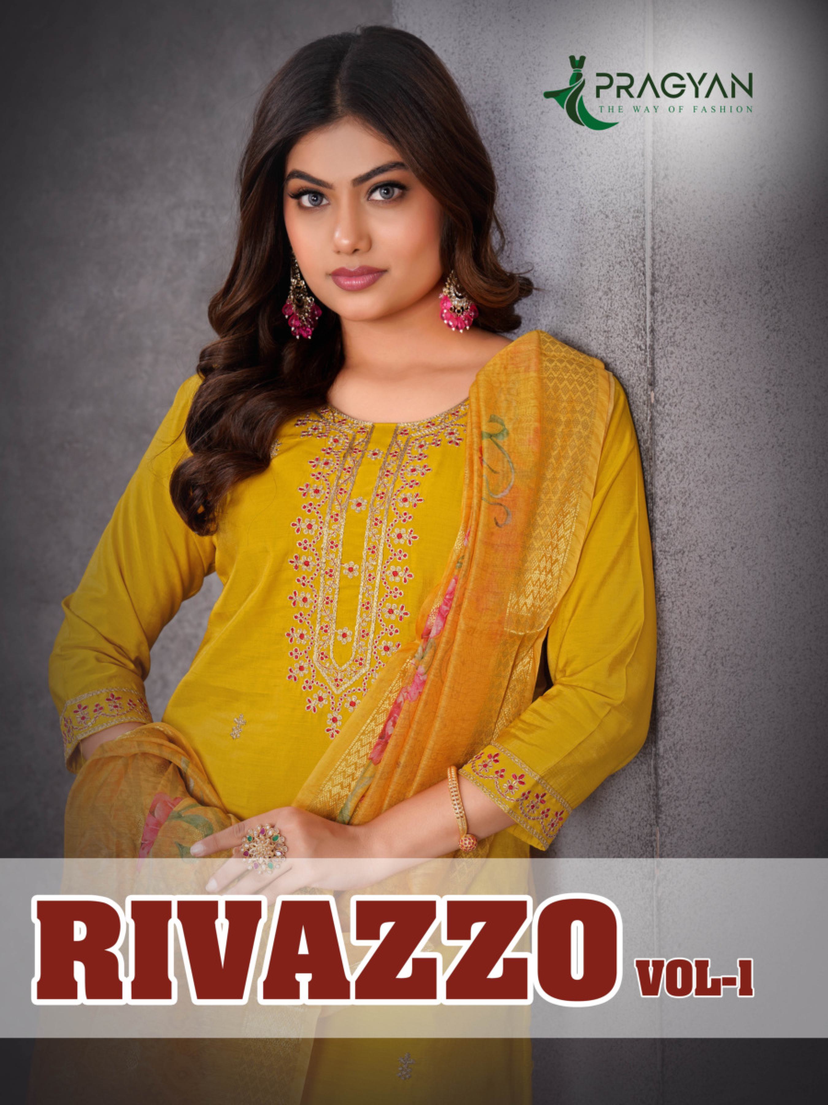 Pragyan Rivazzo Vol 1 Roman Simar Embroidery Worked Kurti With Bottom Dupatta