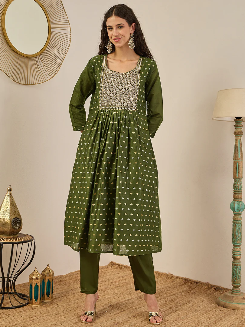 Vp 9344 Chanderi Model Fancy Anarkali Kurti With Bottom Dupatta