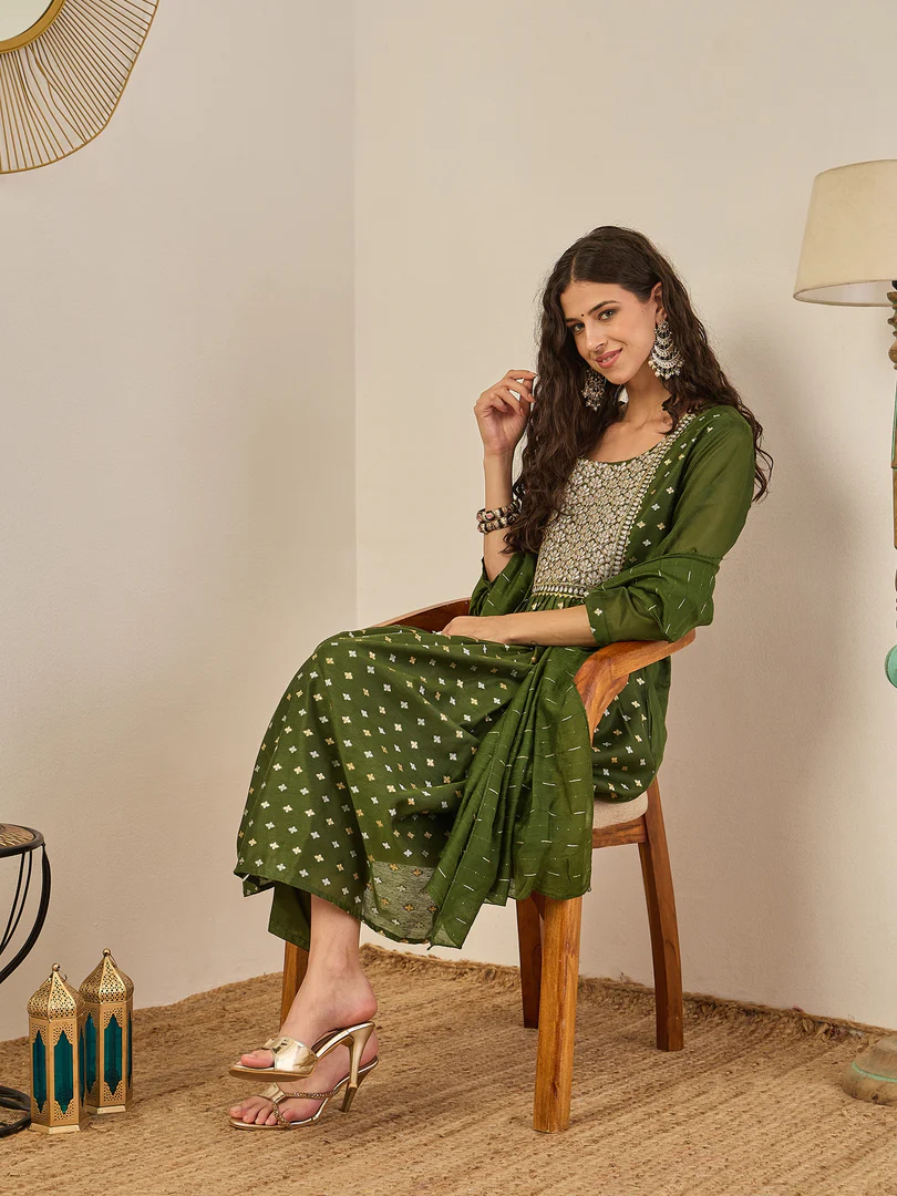 Vp 9344 Chanderi Model Fancy Anarkali Kurti With Bottom Dupatta