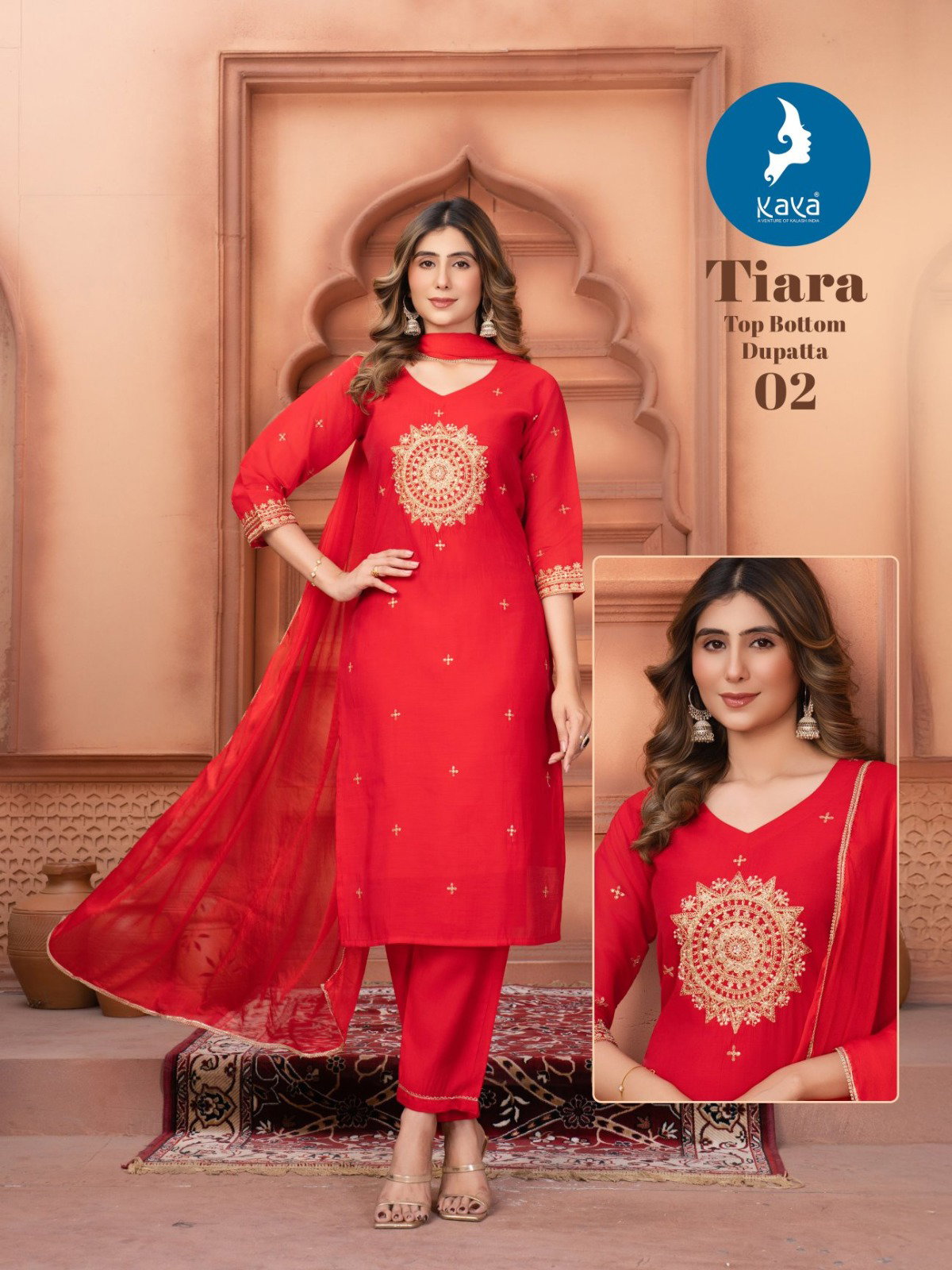 Kaya Tiara Mul Chanderi Festival Wear Kurti Pant And Dupatta