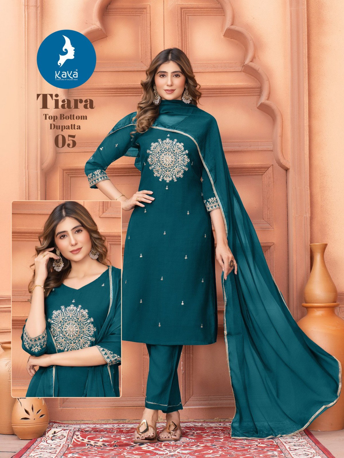 Kaya Tiara Mul Chanderi Festival Wear Kurti Pant And Dupatta