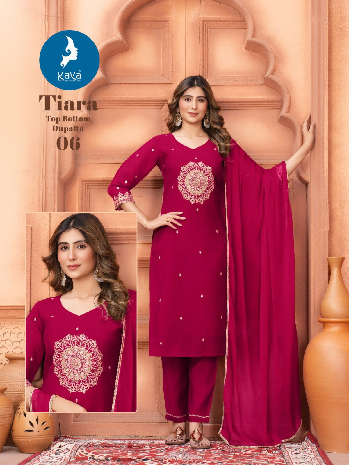 Kaya Tiara Mul Chanderi Festival Wear Kurti Pant And Dupatta