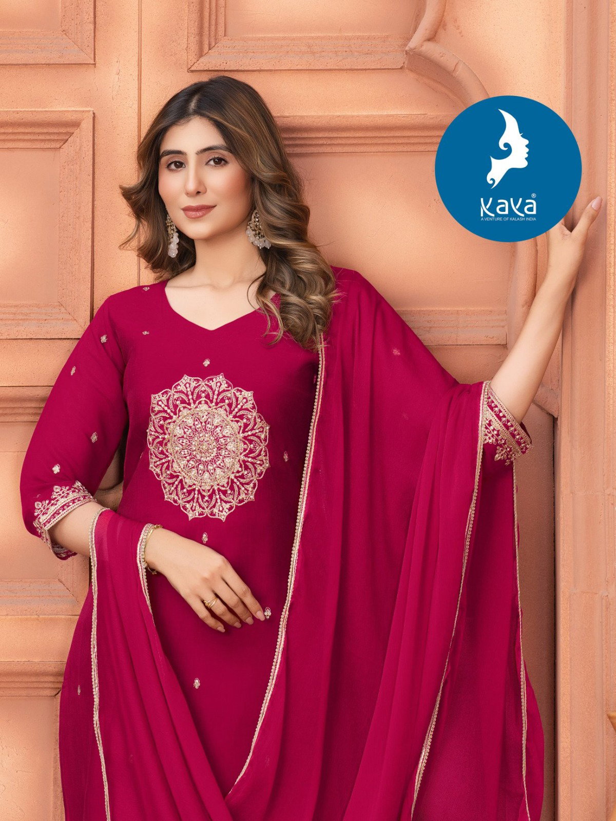 Kaya Tiara Mul Chanderi Festival Wear Kurti Pant And Dupatta