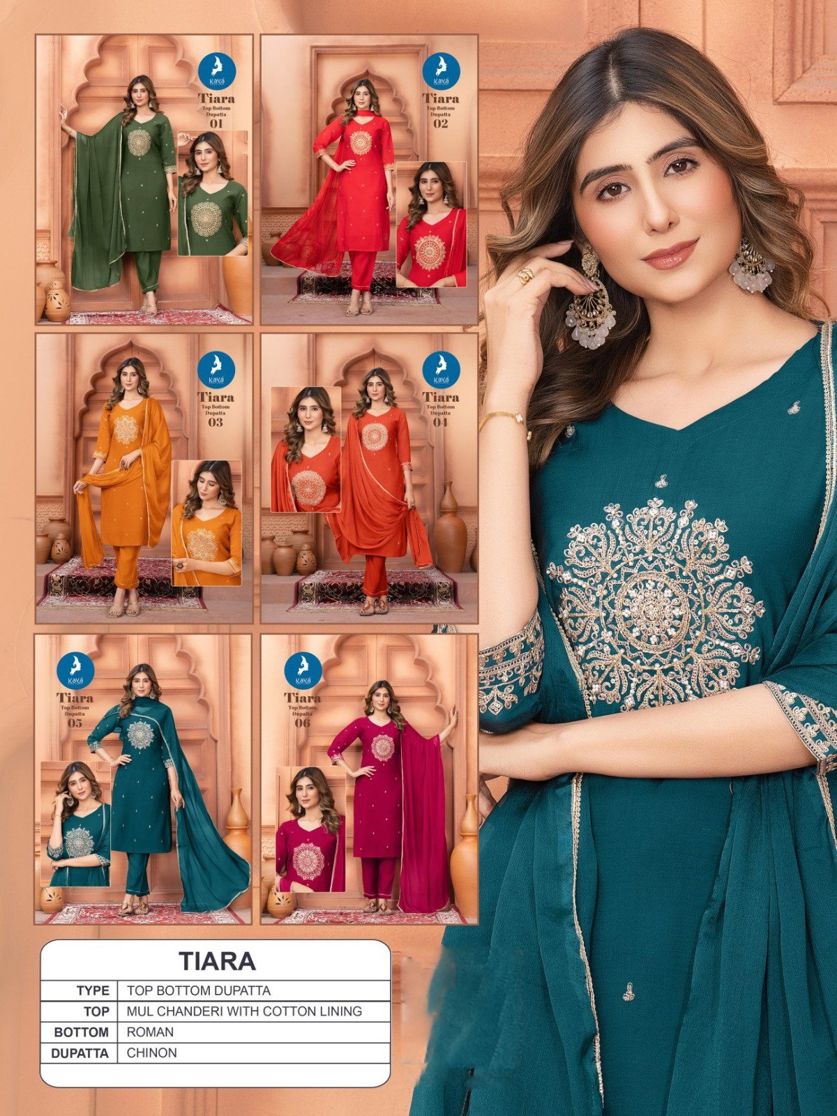 Kaya Tiara Mul Chanderi Festival Wear Kurti Pant And Dupatta