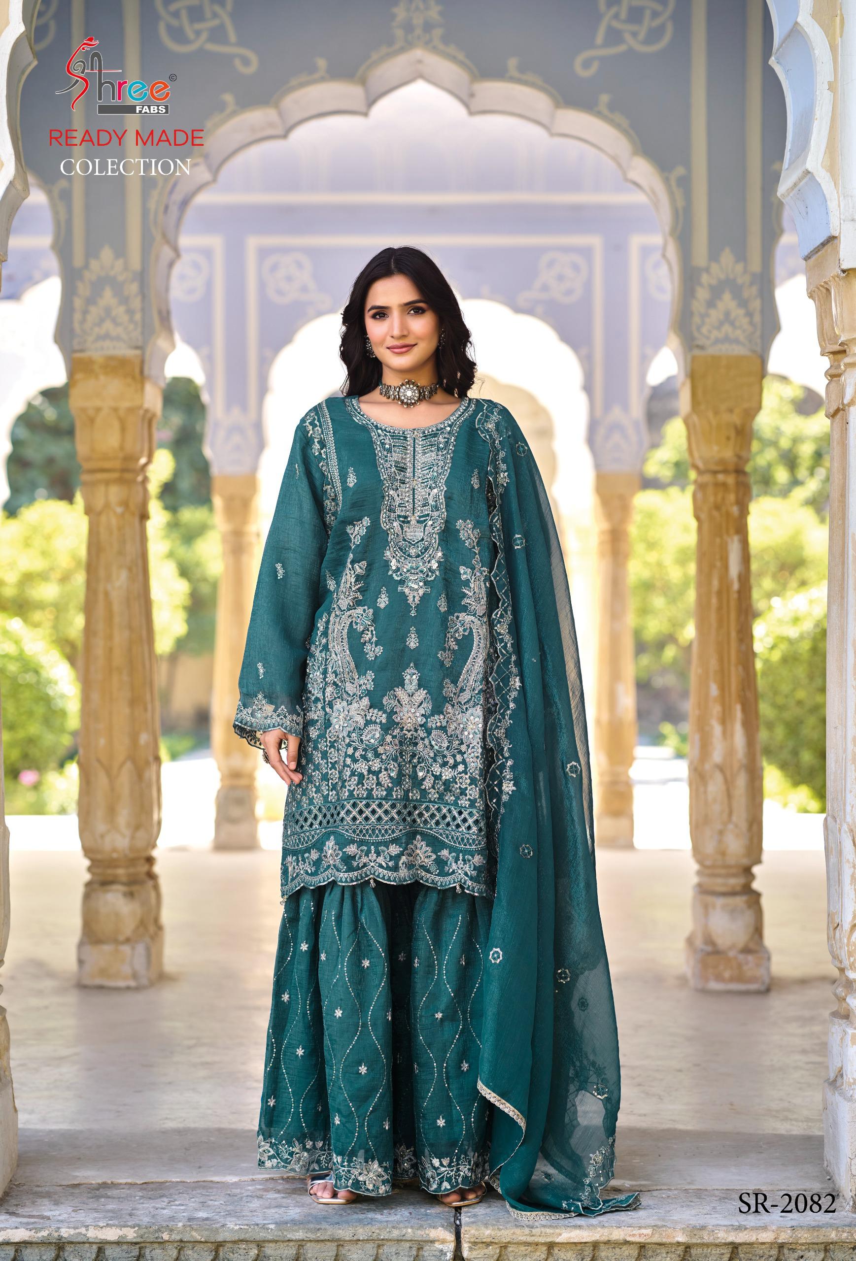 Shree Sr 2082 A To D Crunchuy Silk Khatli Work Pakistani Readymade Collection
