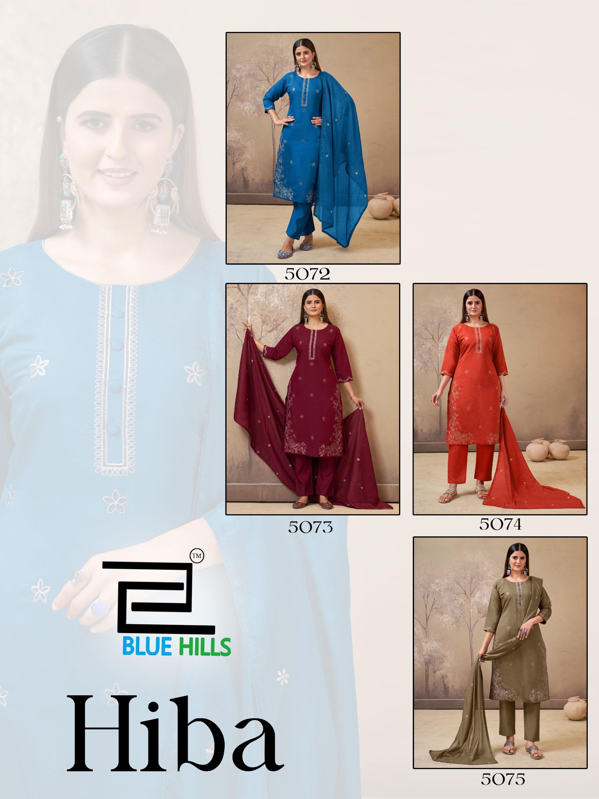 Blue Hills Hiba Roman Silk Embroidery Work Kurti Pant And Dupatta