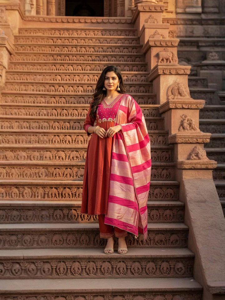 Navya Kurti 183 Party Wear Embroidery Worked Silk Blend Kurti with Pant and Dupatta Set 