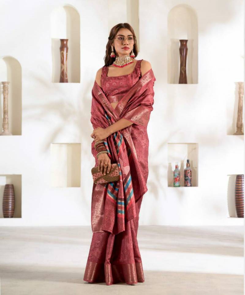 Rajpath Violet Silk Soft Printed Fancy Saree Collection