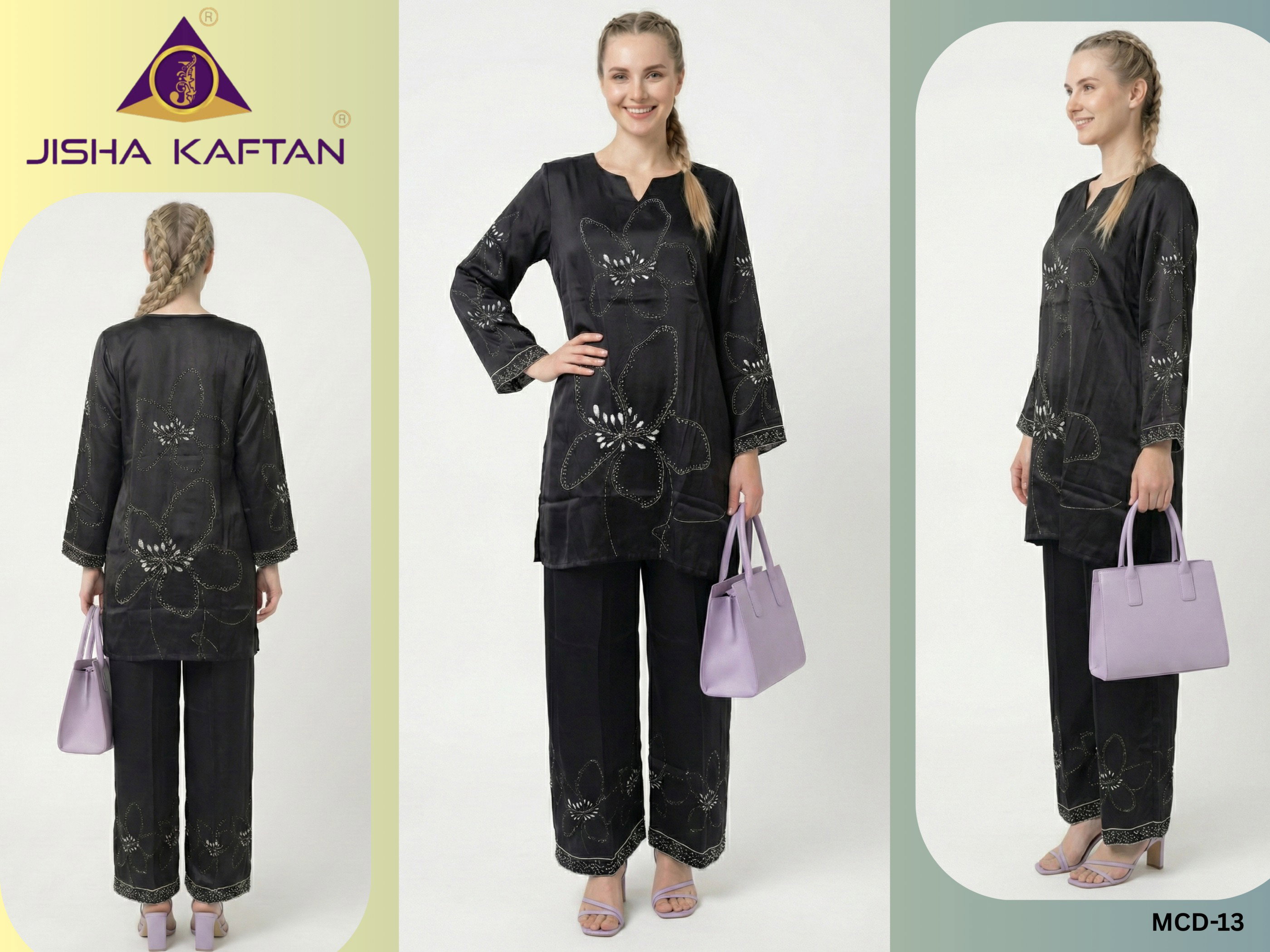 Jisha Kaftan Modern Co Ord Set Vol 3 Japan Satin Fancy Co Ord Set