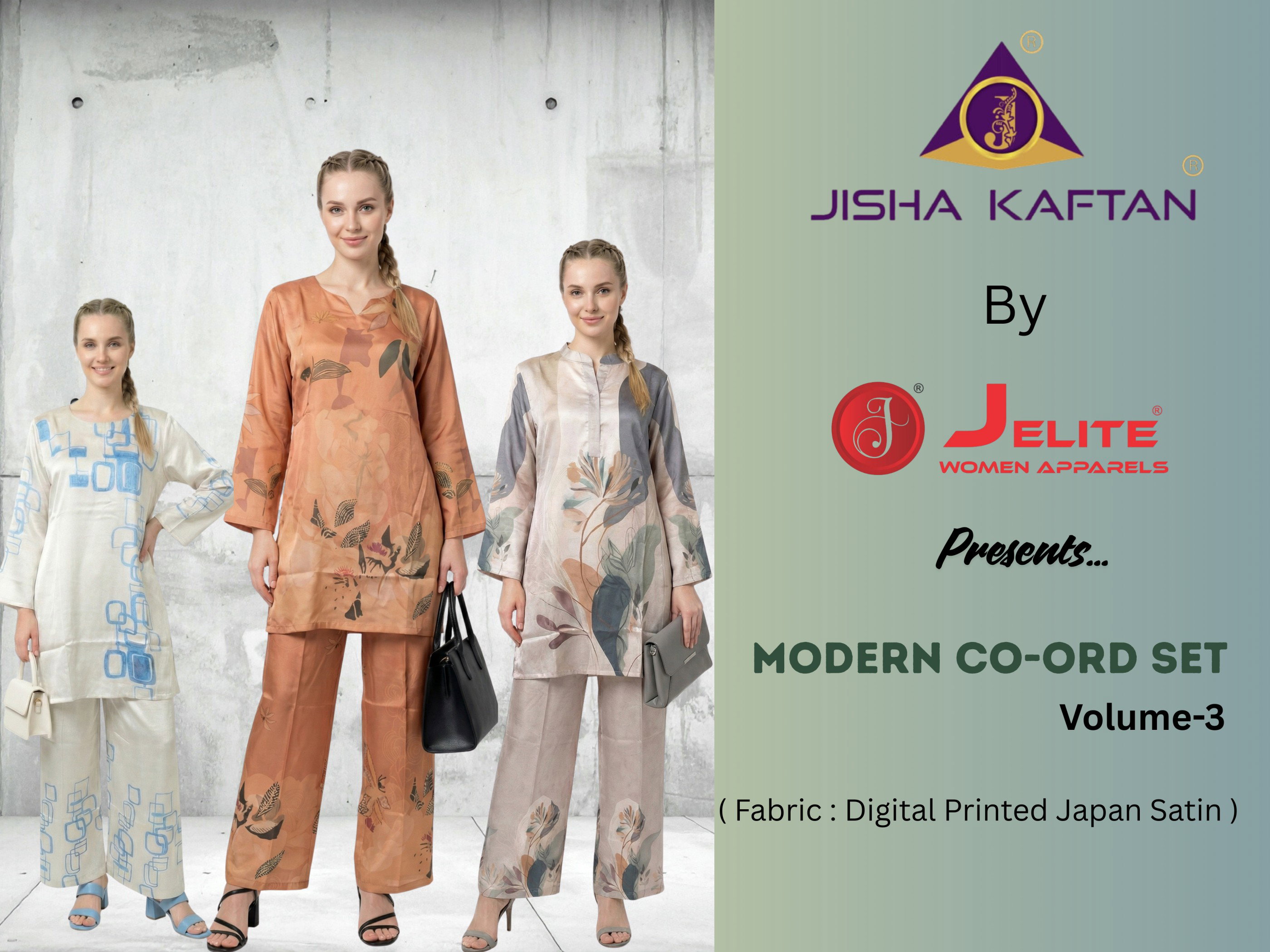 Jisha Kaftan Modern Co Ord Set Vol 3 Japan Satin Fancy Co Ord Set