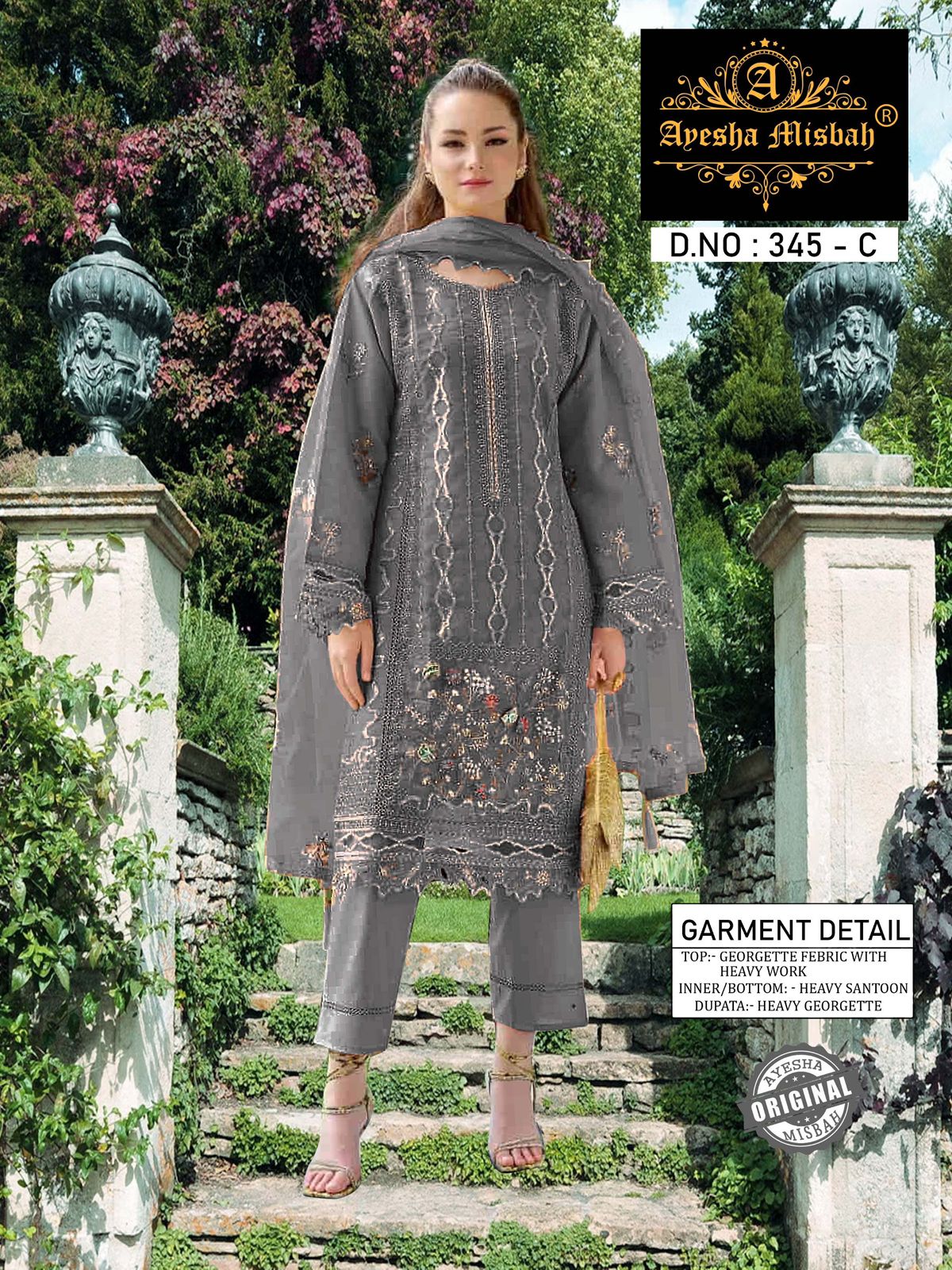 Ayesha Misbah 345 A To F Georgette Heavy Work Pakistani Salwar Suits