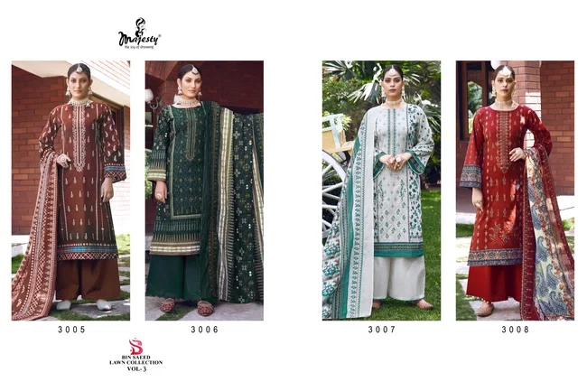 Majesty Bin Saeed Lawn Collection Vol 3 Chiffon Dupatta Pakistani Suits