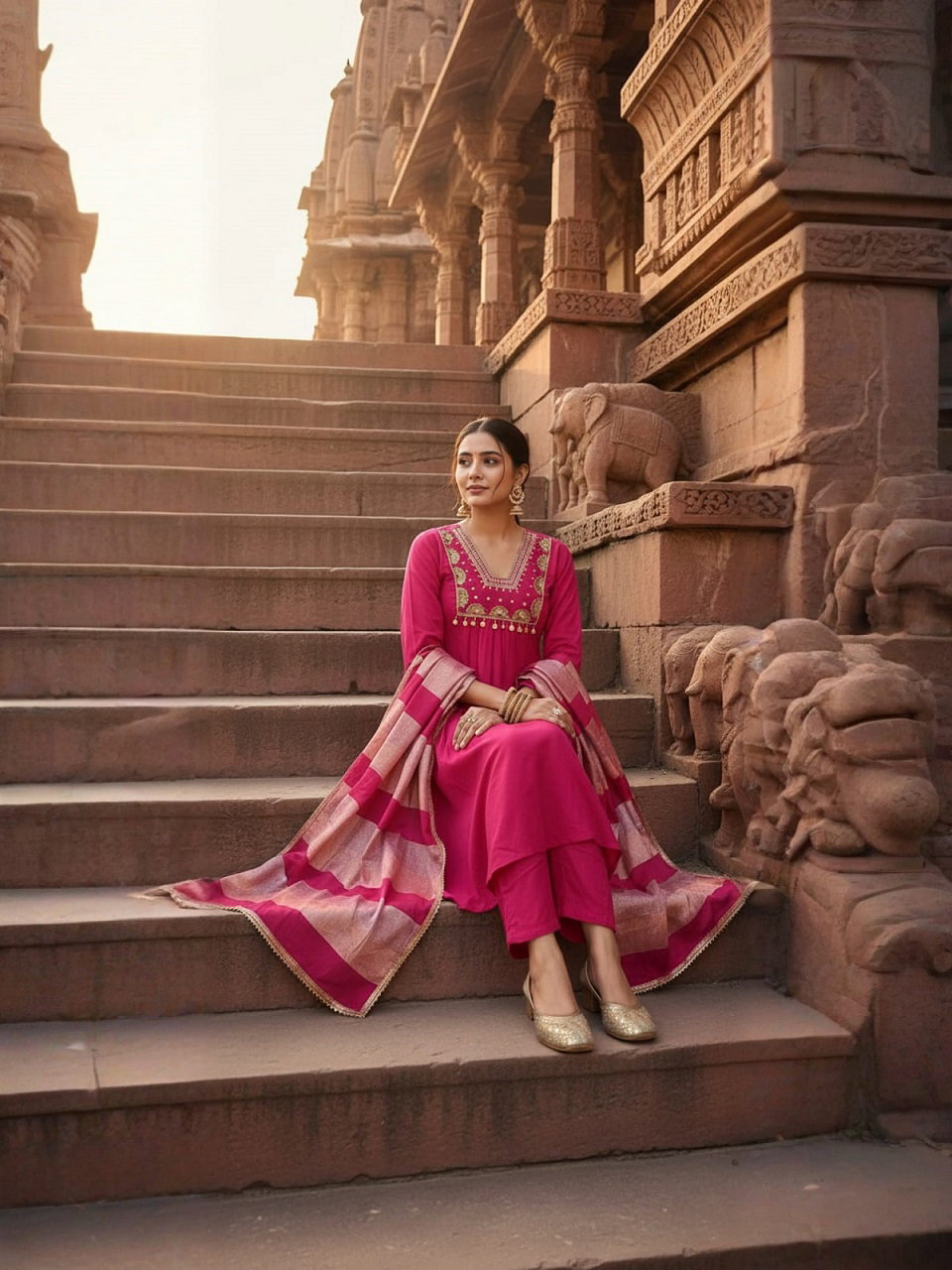 Navya Kurti 184 Party Wear Embroidery Worked Silk Blend Kurti with Pant and Dupatta Set 