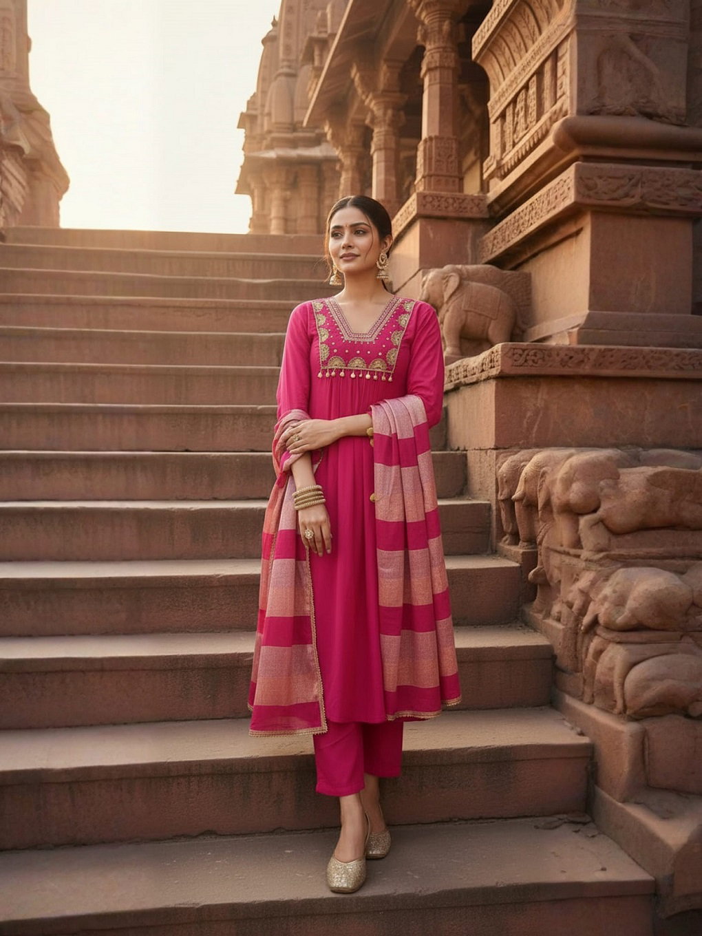 Navya Kurti 184 Party Wear Embroidery Worked Silk Blend Kurti with Pant and Dupatta Set 