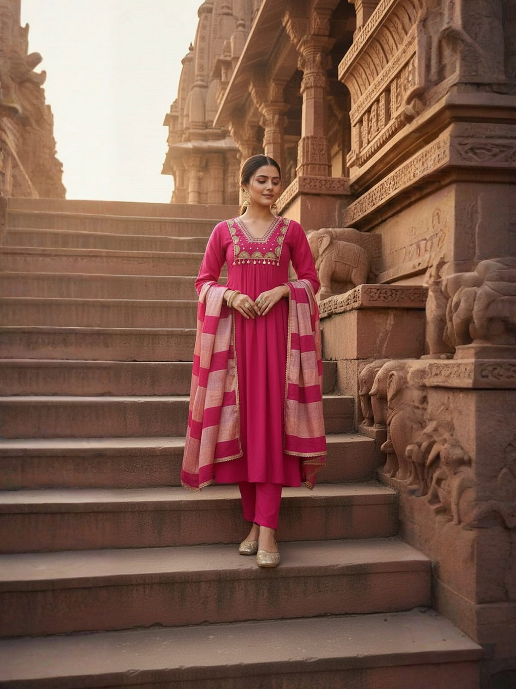 Navya Kurti 184 Party Wear Embroidery Worked Silk Blend Kurti with Pant and Dupatta Set 