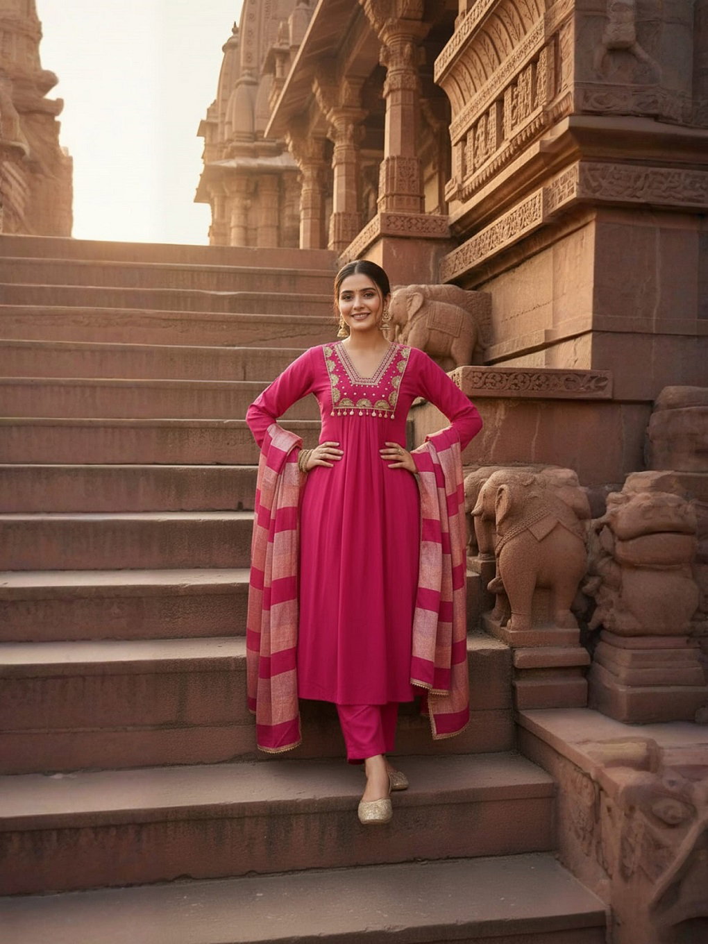 Navya Kurti 184 Party Wear Embroidery Worked Silk Blend Kurti with Pant and Dupatta Set 