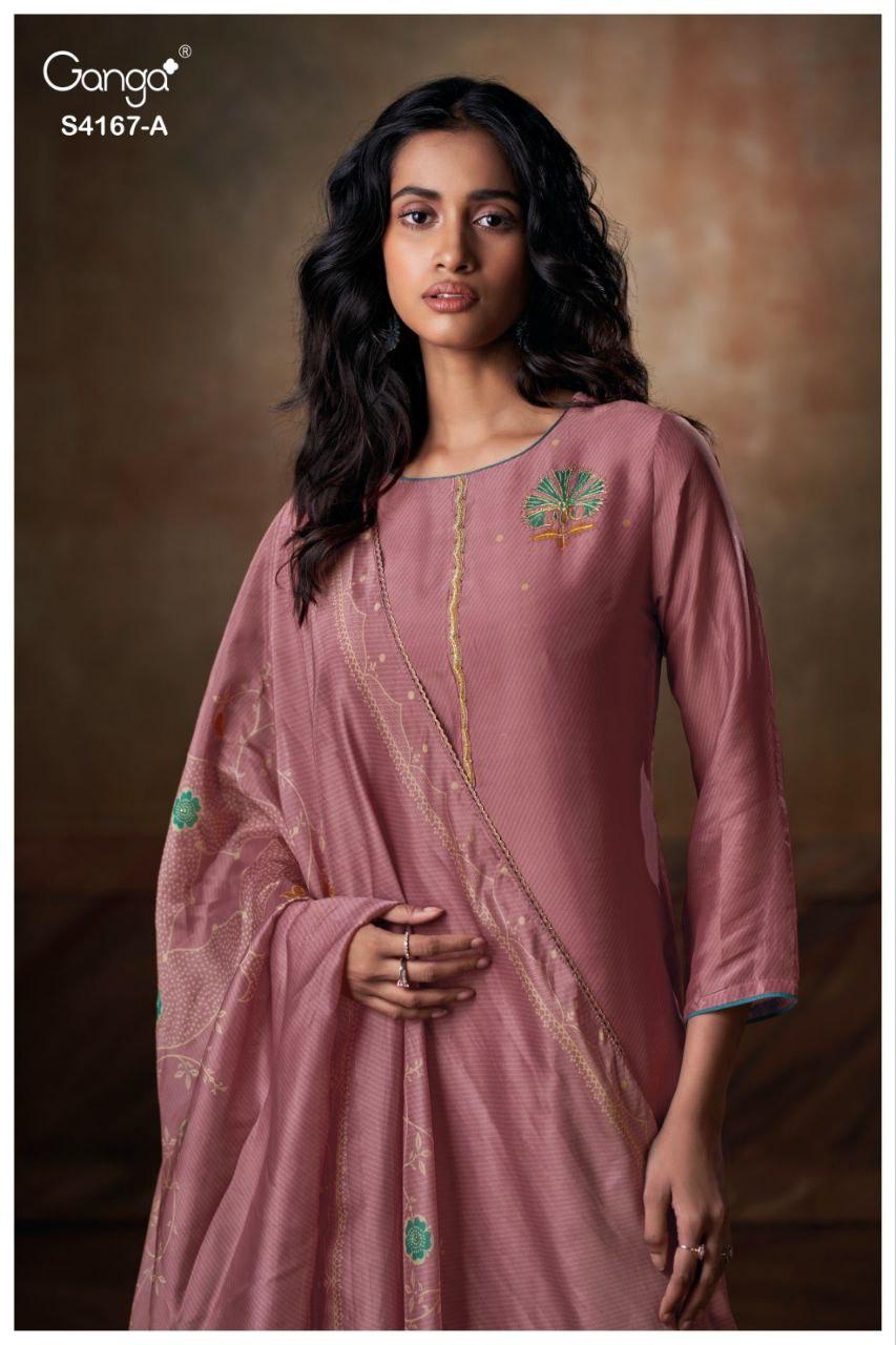 Ganga Eshra 4166 Bemberg Silk Embroidery Work Salwar Kameez