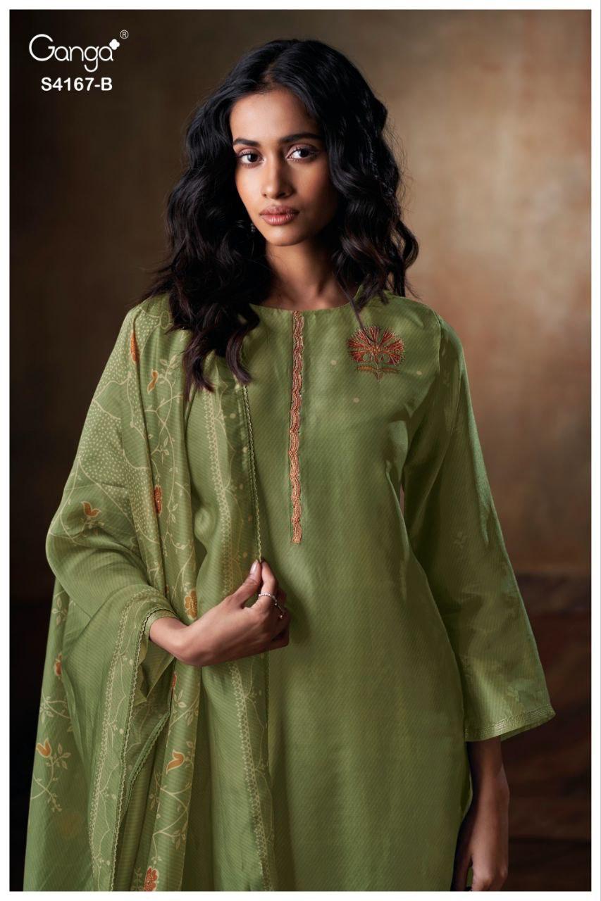 Ganga Eshra 4166 Bemberg Silk Embroidery Work Salwar Kameez