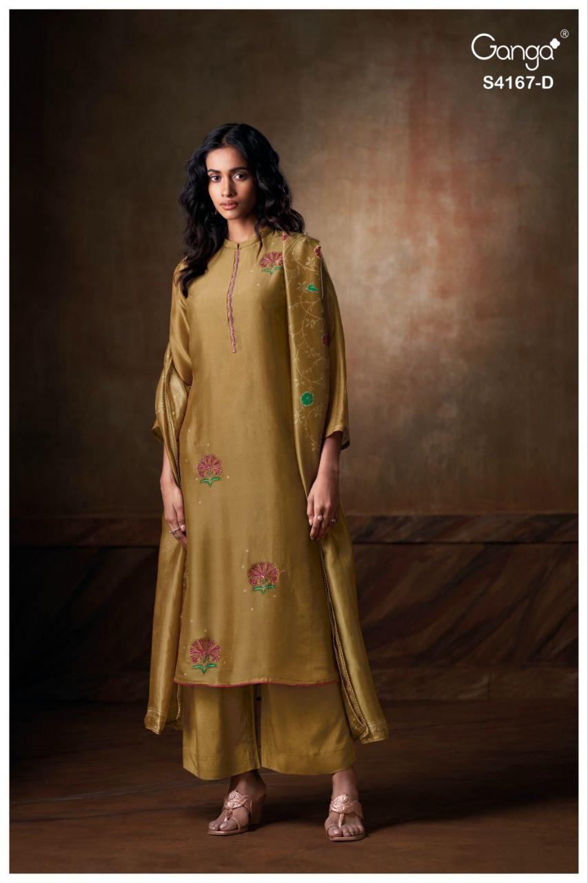 Ganga Eshra 4166 Bemberg Silk Embroidery Work Salwar Kameez