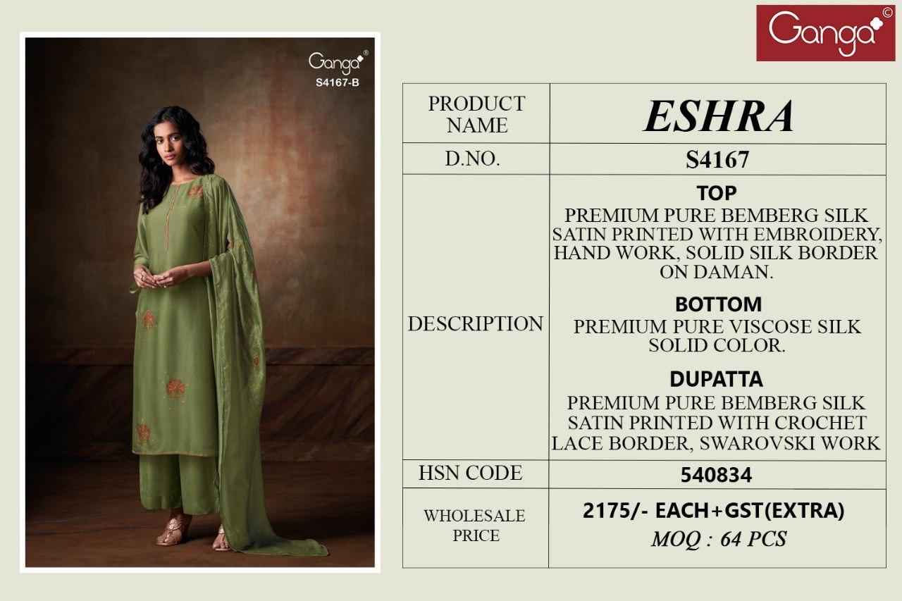 Ganga Eshra 4166 Bemberg Silk Embroidery Work Salwar Kameez