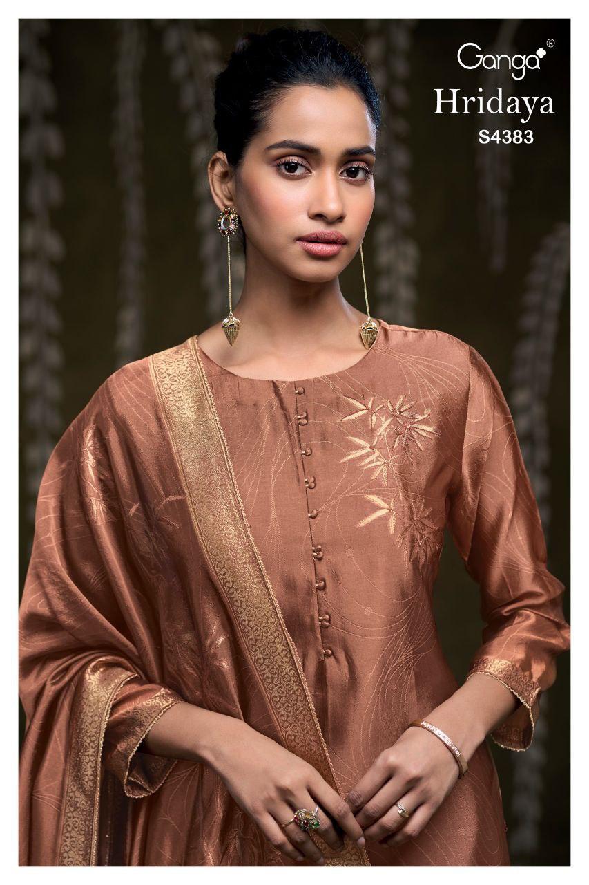 Ganga Hridaya 4383 Viscose Embroidery Work Salwar Kameez Collection