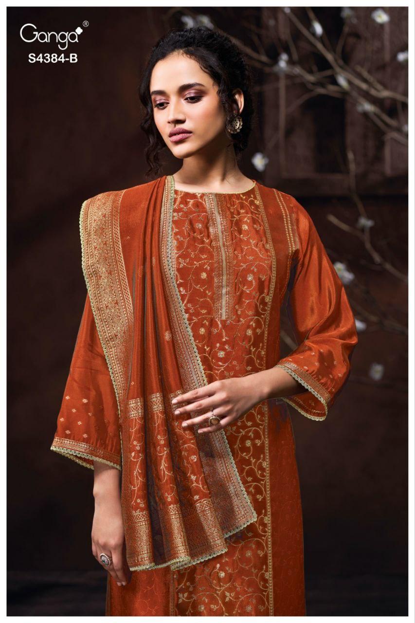 Ganga Oshea 4384 Viscose Woven Hnadwork Salwar Kameez Collection